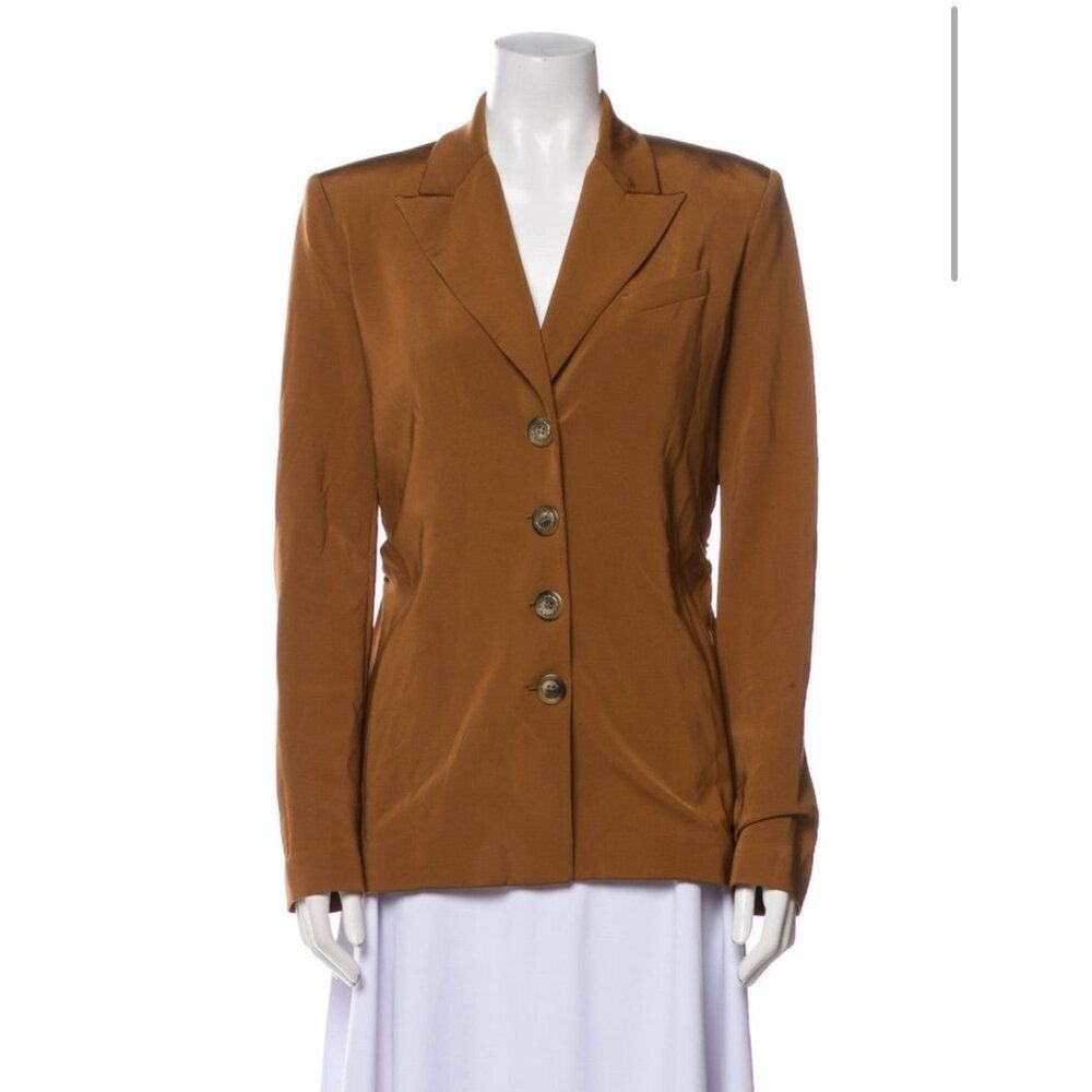 Pinko Authentic Solid Copper Brown Long Sleeve Blazer Jacket US 10 Medium IT 46